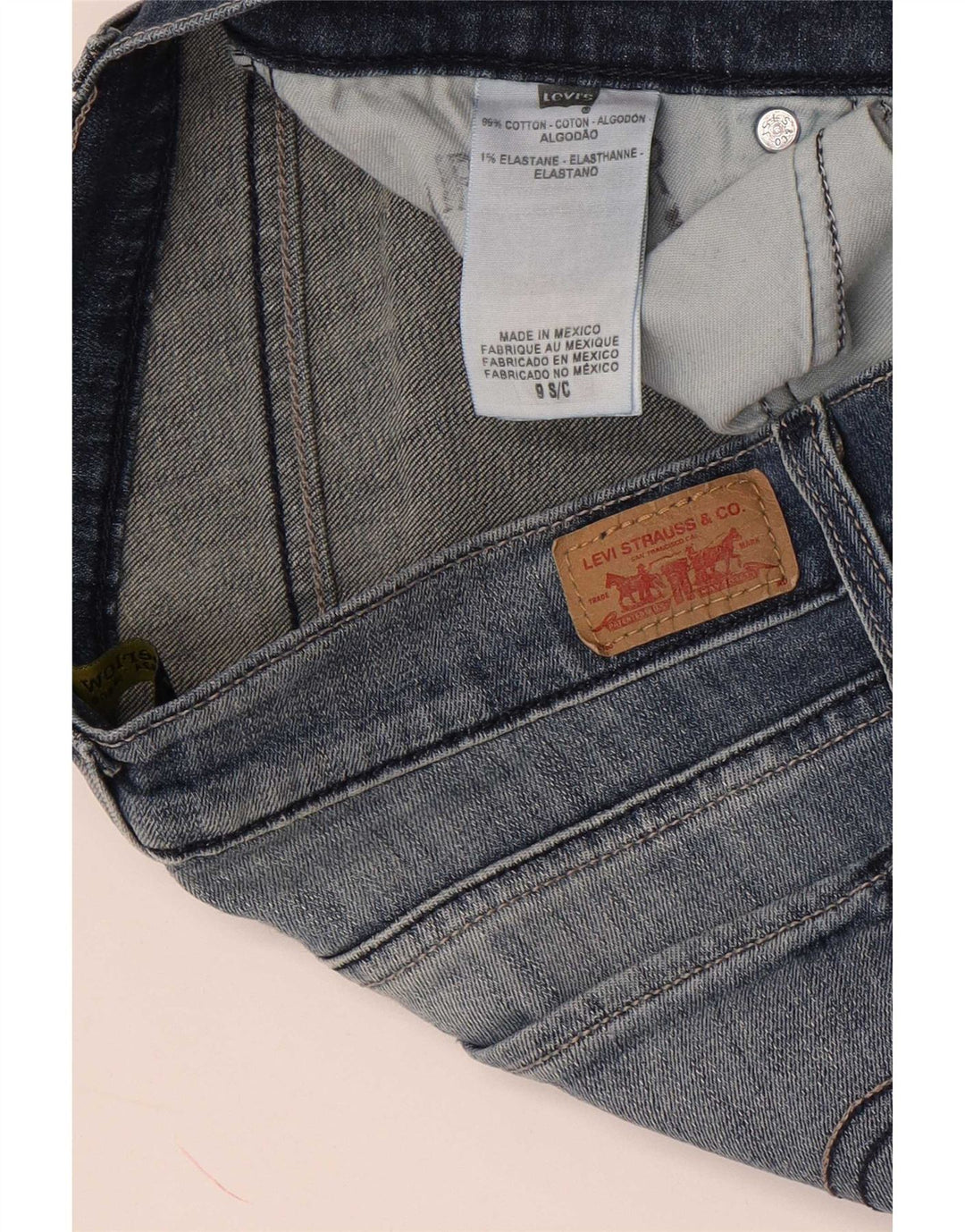 Damskie jeansy Levi's 524 Super Low Straight US 9 Medium W30 L30 Niebieska bawełna