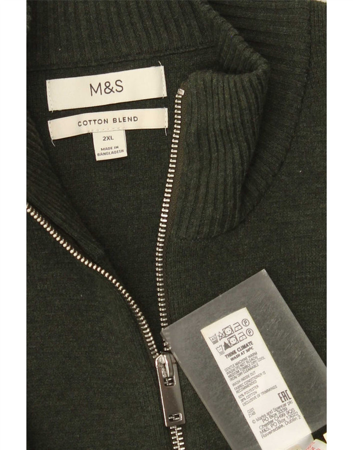 Marks & Spencer Męski sweter rozpinany 2XL, poliester khaki