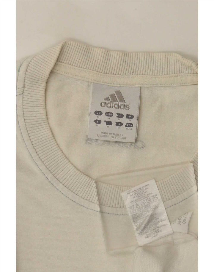 Męska koszulka z grafiką Adidas, średnia, biała bawełna