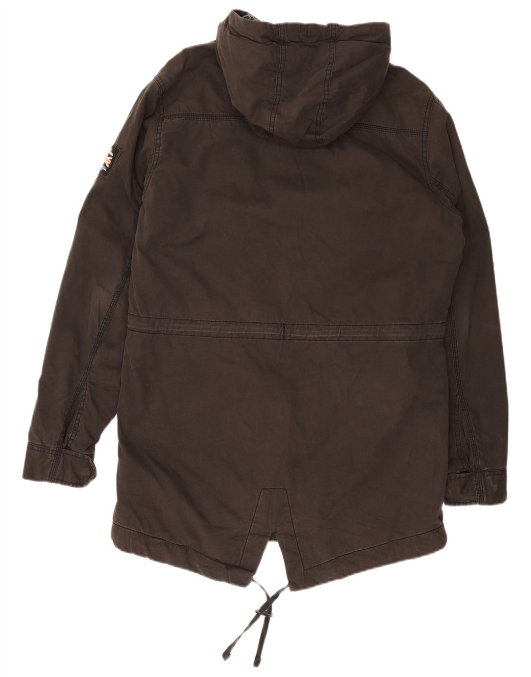 Męska wojskowa kurtka parka z kapturem Superdry UK 40, duża, szara, bawełniana