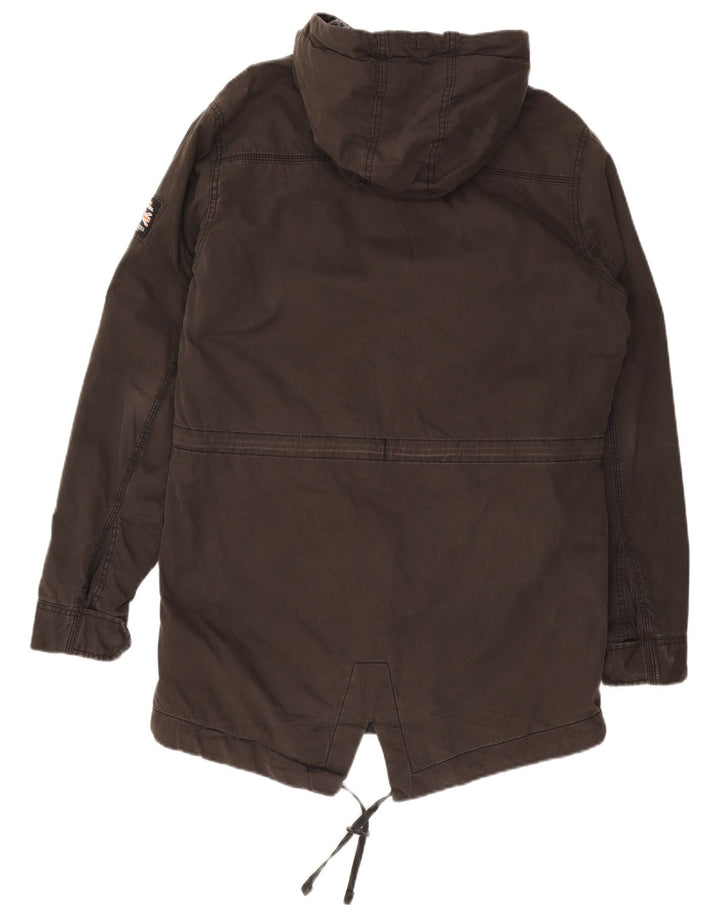 Męska wojskowa kurtka parka z kapturem Superdry UK 40, duża, szara, bawełniana