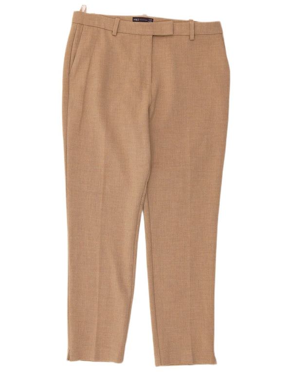 Marks & Spencer Womens Slim Suit Trousers UK 14 Large W32 L27 Beige