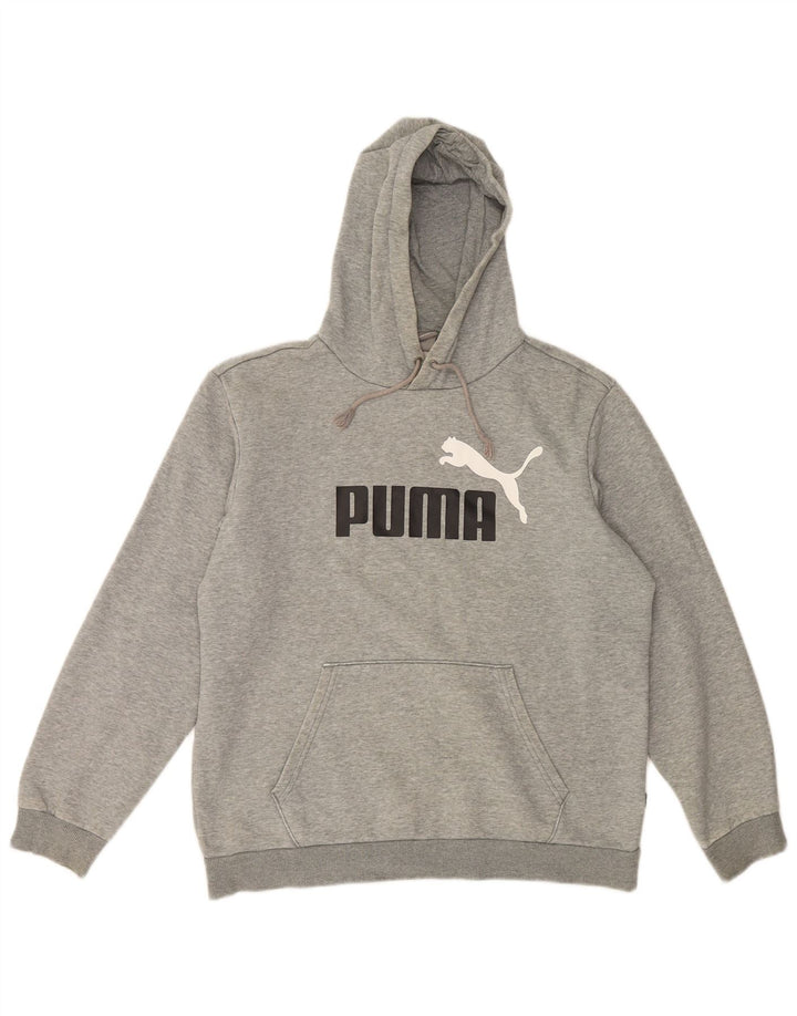 Męski sweter z kapturem Puma z grafiką, średnioszary, bawełniany