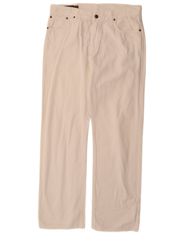 Marlboro Classics Mens Straight Casual Trousers W36 L34 White Cotton