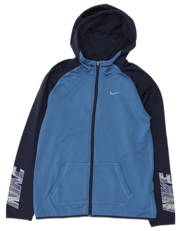 Chłopięcy sweter z kapturem i zamkiem Nike Dri Fit 13-14 lat XL, niebieski, blok kolorów