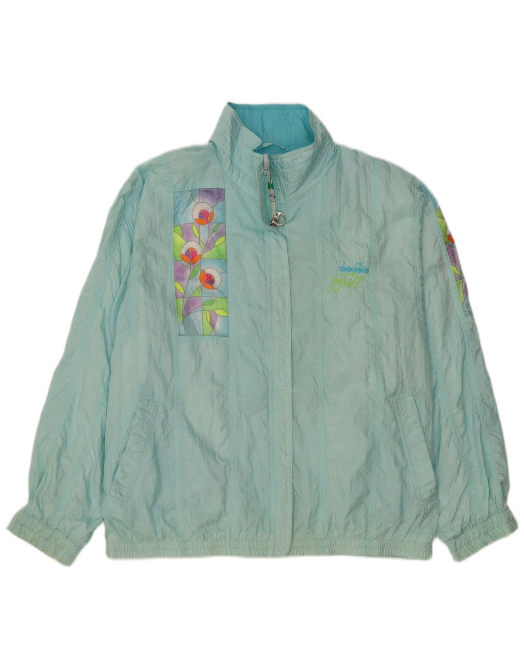 Damska bluza dresowa typu oversize Diadora UK 14 Średni niebieski w kwiaty