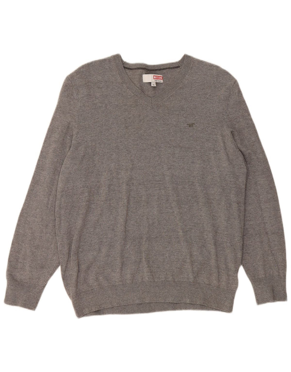 MUSTANG Damski sweter z dekoltem w kształcie litery V, UK 18 XL, szara bawełna