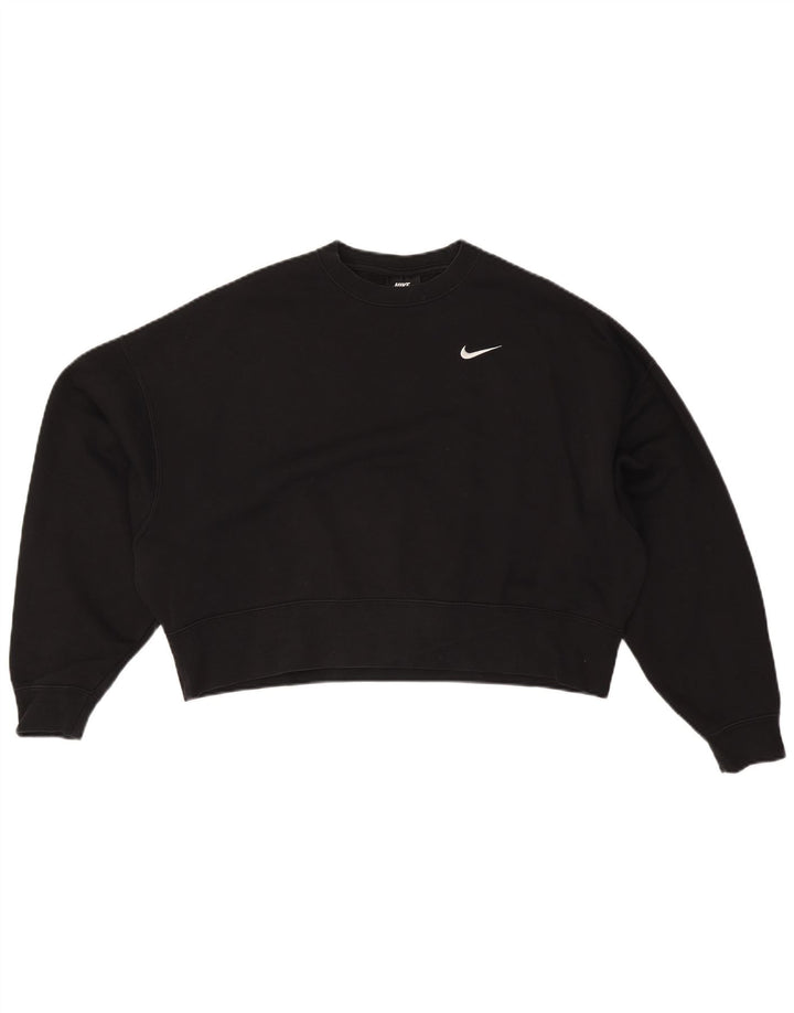 Damski sweter typu Crop Oversize NIKE, UK 10, mały, czarny, bawełniany