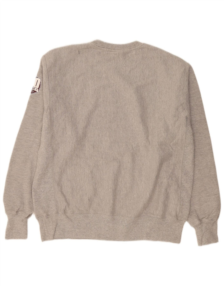 Męski sweter z grafiką Champion, duży, szary, bawełniany
