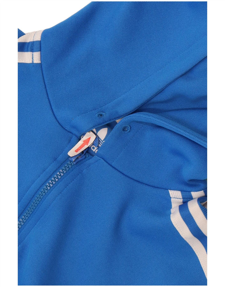 Męski sweter z kapturem i zamkiem błyskawicznym Adidas, średni niebieski poliester