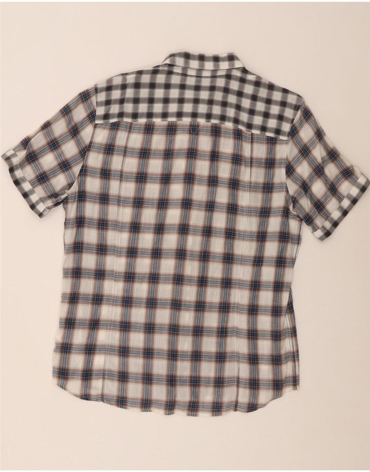 Koszula męska z krótkim rękawem Guess XL, szara, bawełniana w kratkę