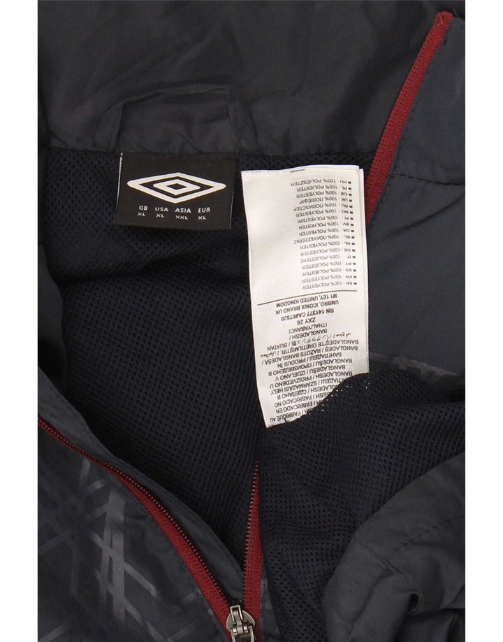 UMBRO Mens Tracksuit Top Jacket XL Navy Blue Geometric Polyester