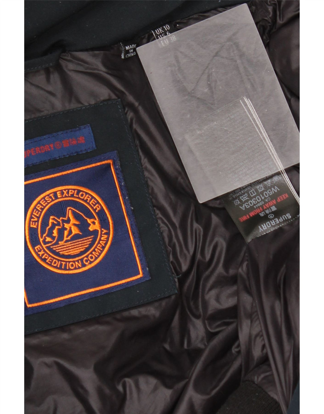 Damska kurtka Superdry z kapturem, oversize, wyściełana UK 10, mała, granatowa
