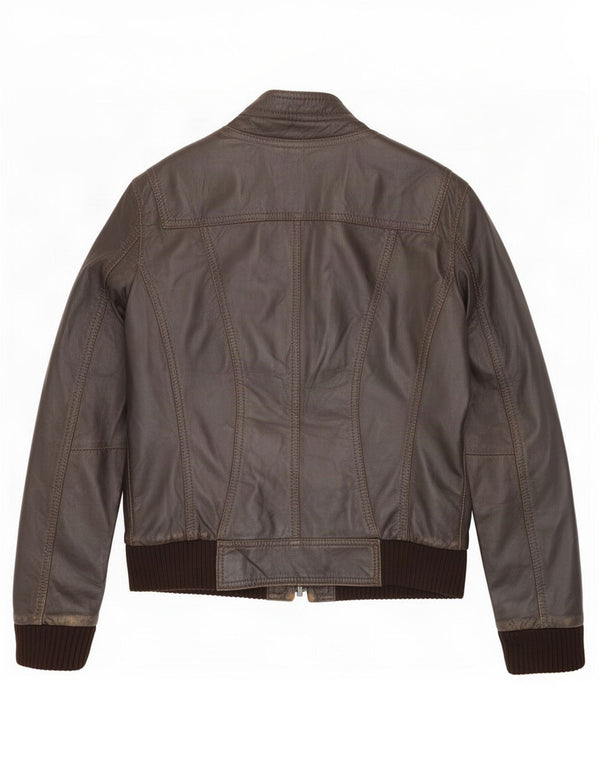 Vintage męska kurtka skórzana bomber IT 48 średni brąz