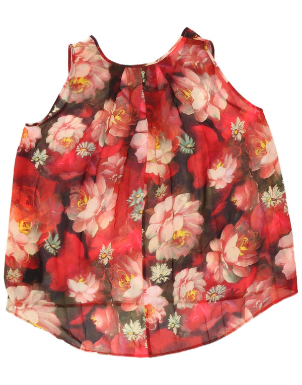 Bluzka damska Ted Baker UK 14, duża, czerwona, z poliestru w kwiaty