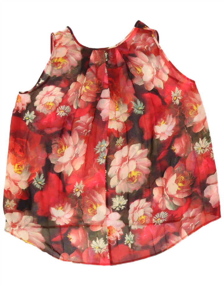 Bluzka damska Ted Baker UK 14, duża, czerwona, z poliestru w kwiaty