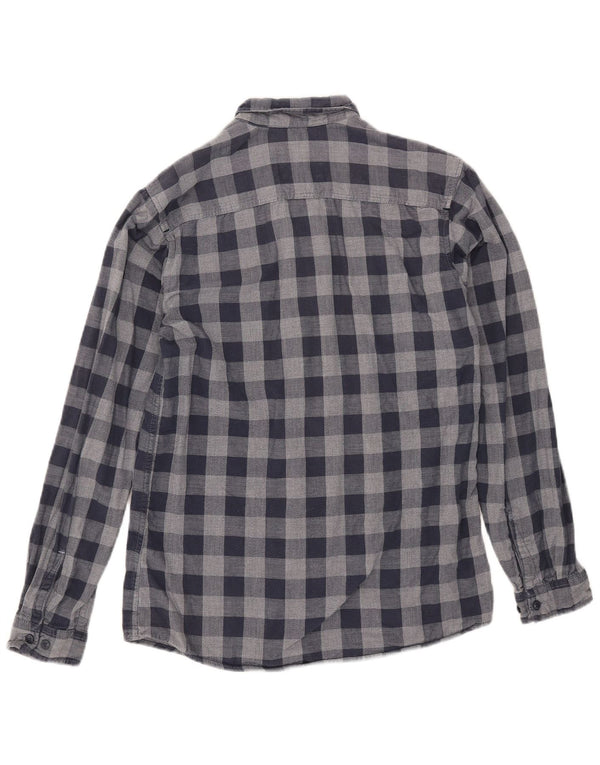 JACK & JONES Męska koszula flanelowa w małą granatową kratkę, bawełniana