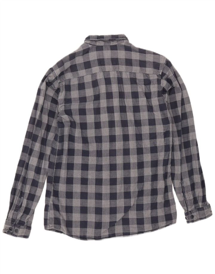 JACK & JONES Męska koszula flanelowa w małą granatową kratkę, bawełniana