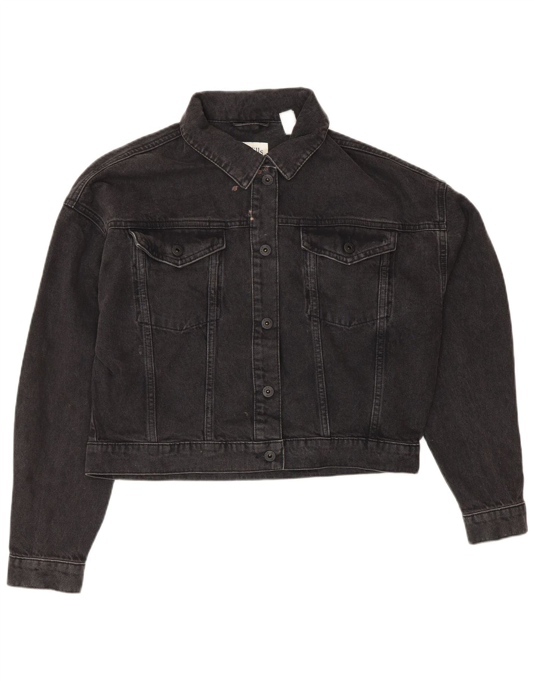 JACK WILLS Damska kurtka dżinsowa oversize UK 10, mała, szara, bawełniana