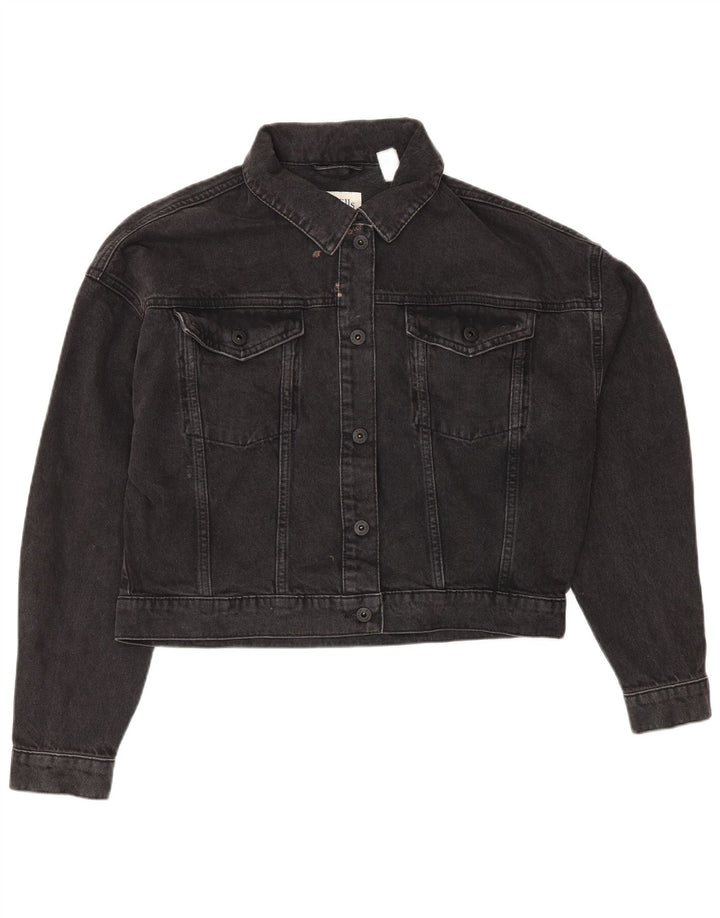 JACK WILLS Damska kurtka dżinsowa oversize UK 10, mała, szara, bawełniana