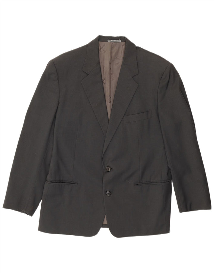 Męska marynarka zapinana na 2 guziki Trussardi IT 52 XL Szara dziewicza wełna