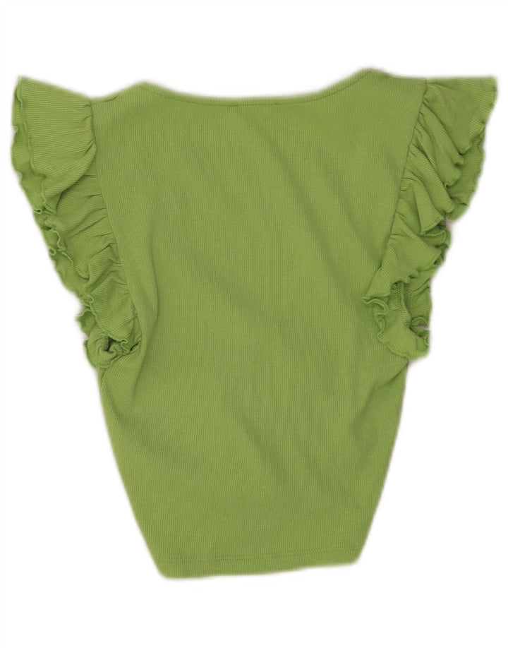 Krótki top damski Zara UK 8 Small, zielony, bawełniany