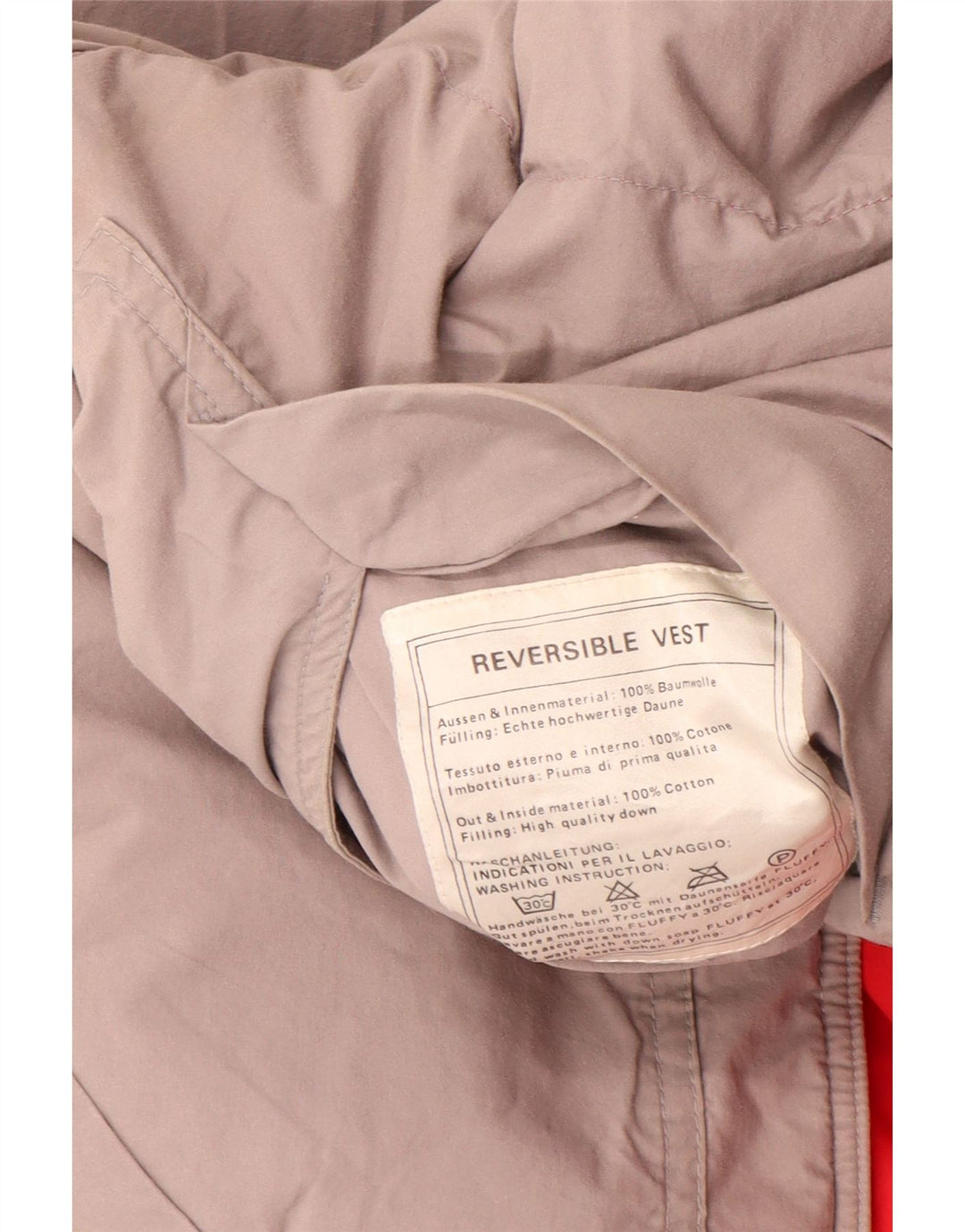 Dwustronna wyściełana kamizelka męska Vintage UK 38, średnia czerwona bawełna