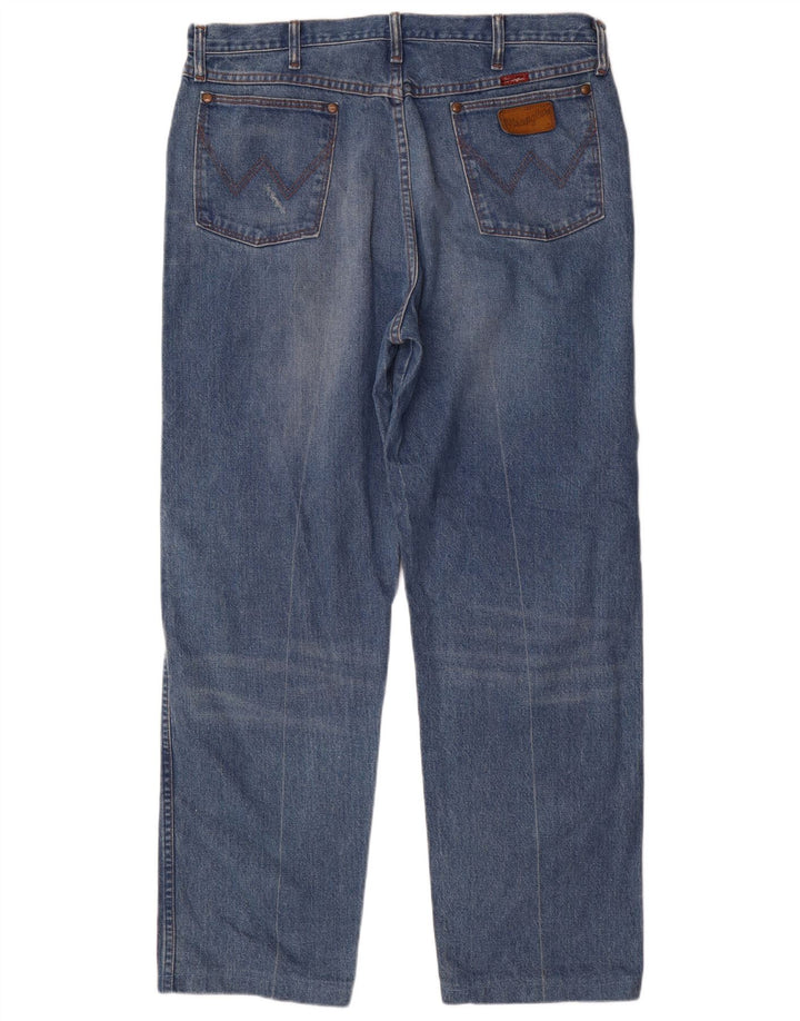 Wrangler Męskie proste dżinsy W38 L30 Niebieskie bawełniane