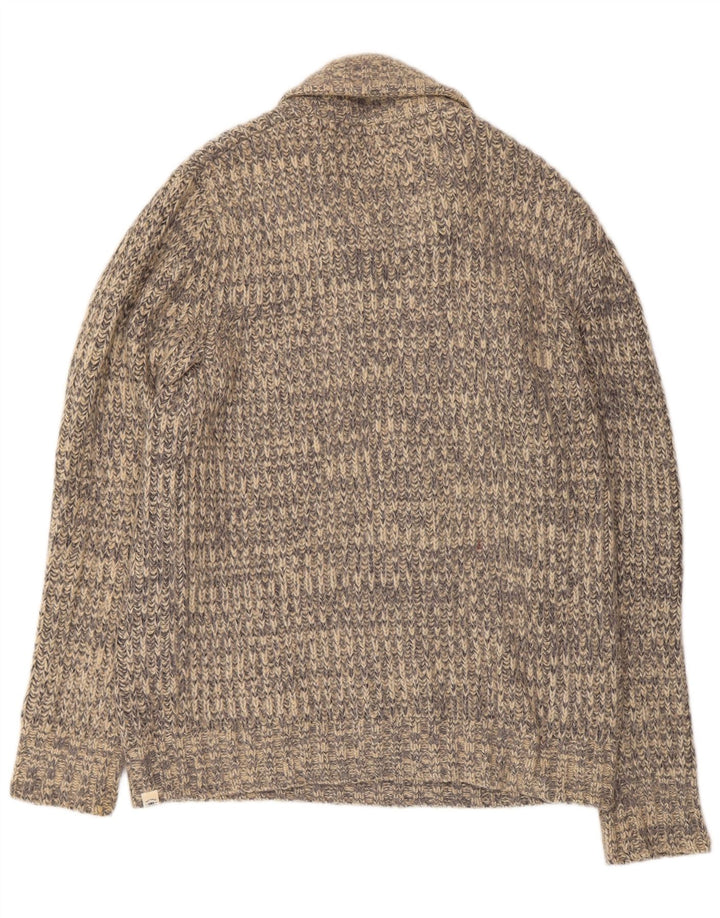 Męski sweter z szalowym dekoltem Fat Face Średni szary, nakrapiany akryl