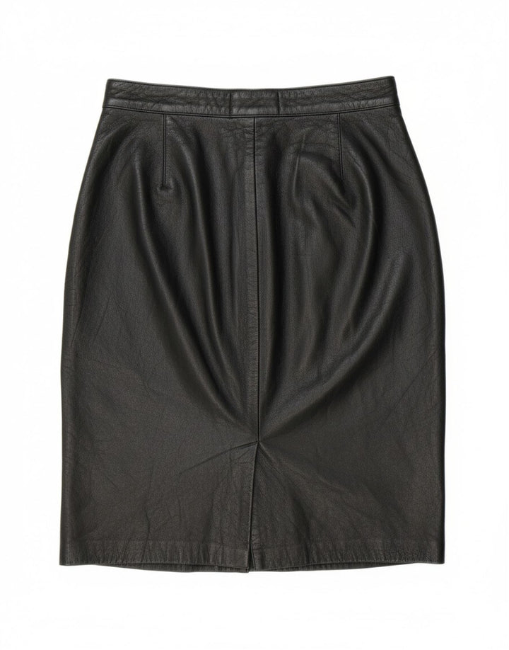 VINTAGE Womens Leather Skirt IT 42 Medium W28  Black Leather Vintage Vintage and Second-Hand Vintage from Messina Hembry 