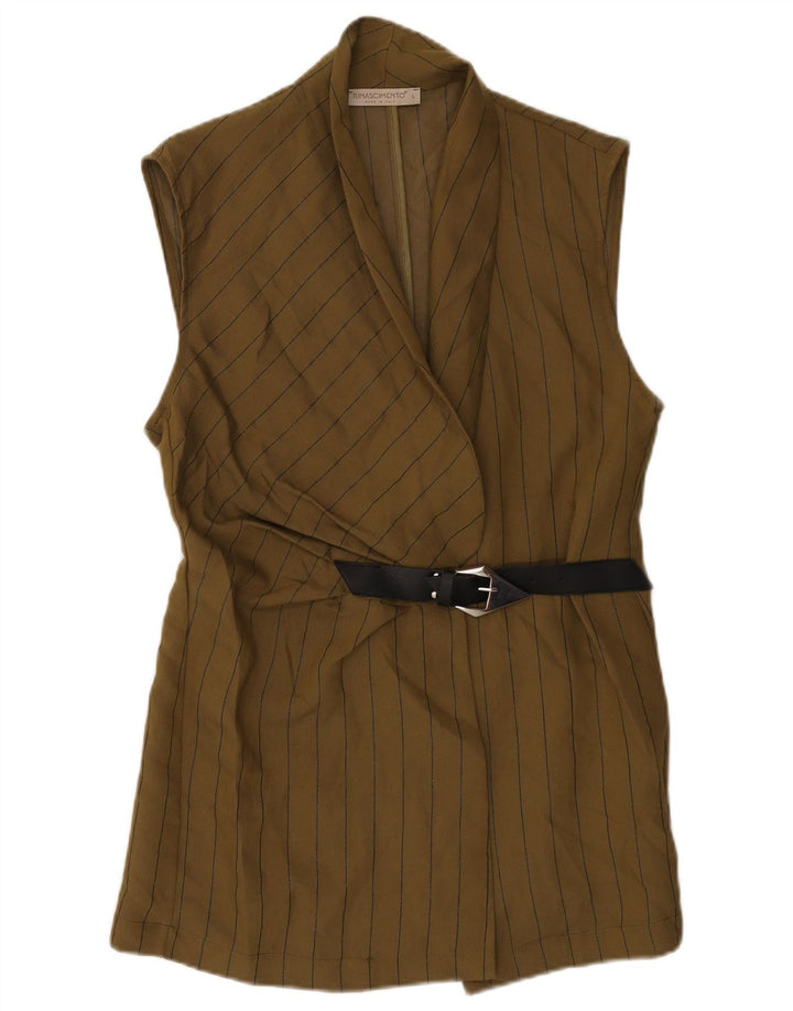 Damska marynarka bez rękawów Rinascimento UK 14 w duże paski khaki