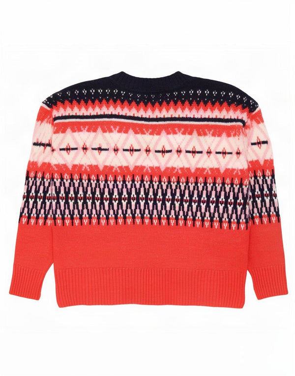 Marks & Spencer Damski sweter z dekoltem w łódkę, UK 14, średni czerwony Fair Isle