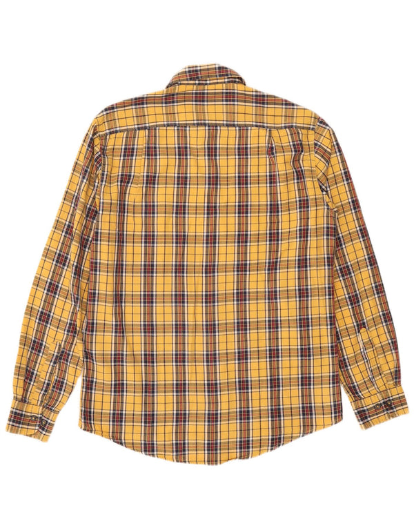 Carrera Mens Flannel Shirt Medium Yellow Check Cotton