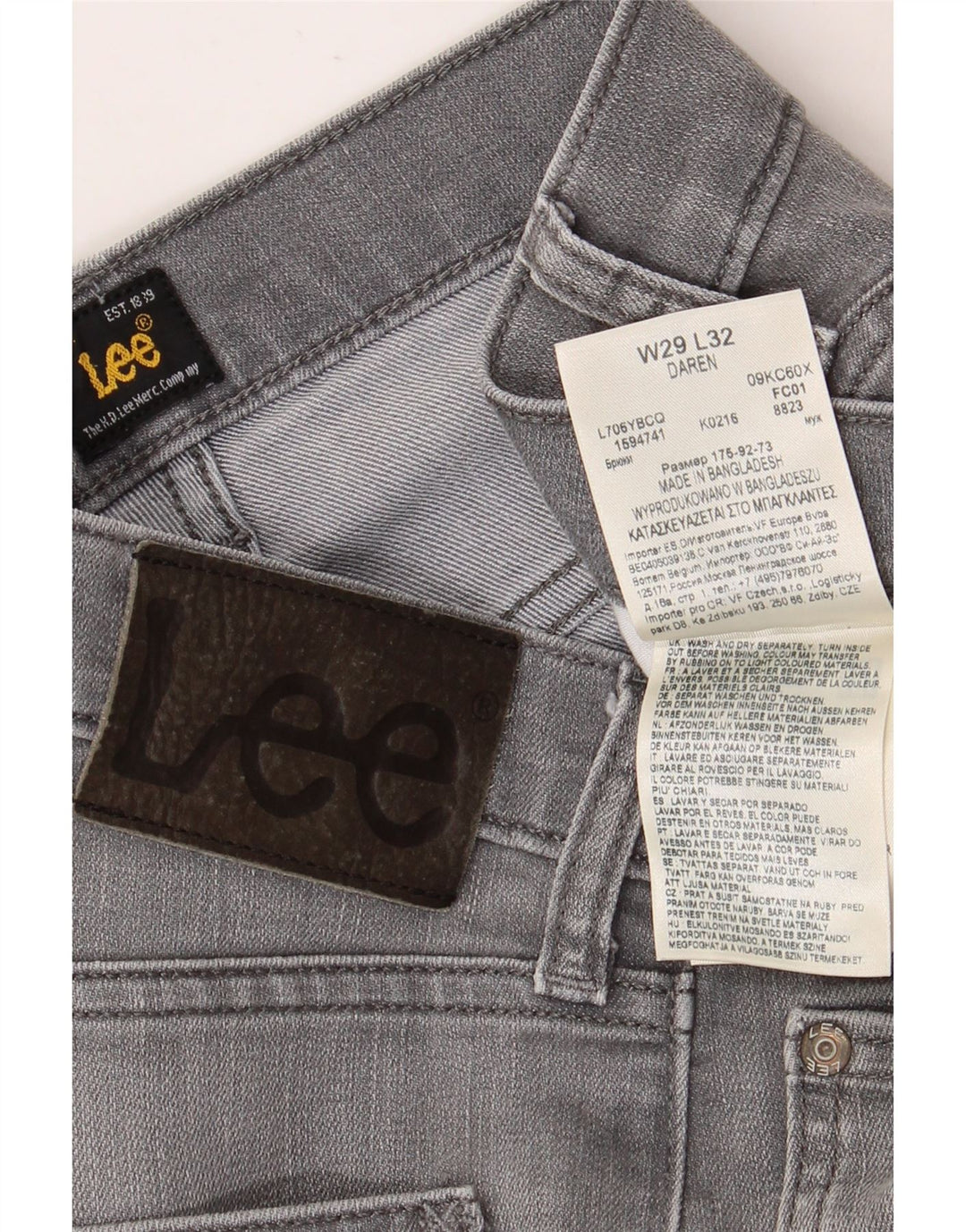 Damskie jeansy LEE Daren Slim W29 L28 Szara bawełna