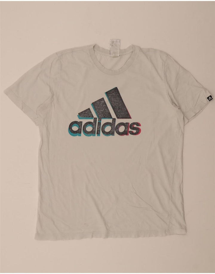Męska koszulka z grafiką ADIDAS, duża, biała, bawełniana