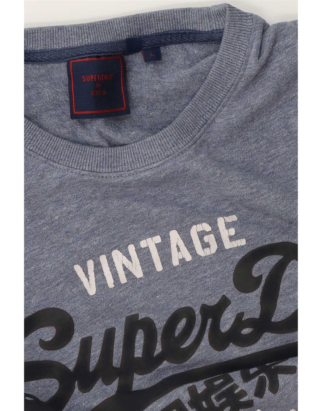 Męski T-shirt z grafiką Superdry, duży, niebieski, bawełniany