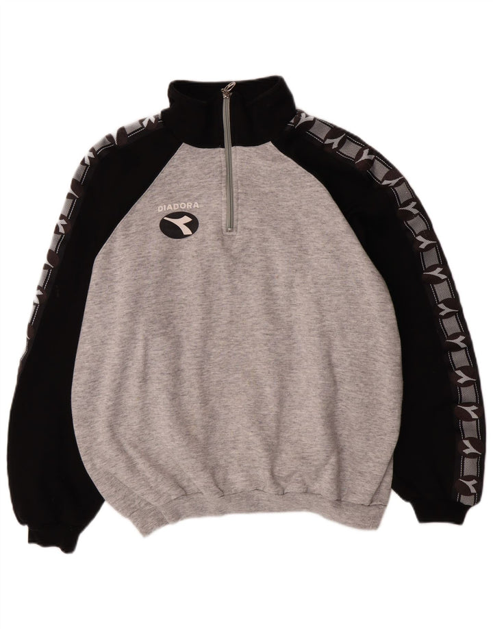 Męska bluza z zamkiem błyskawicznym Diadora, duża, szara, bawełniana w bloki kolorów