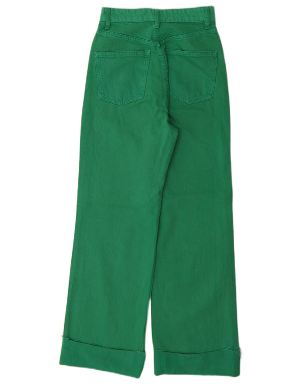 Damskie jeansy z szeroką nogawką Zara z wysokim stanem EU 32 2XS W22 L29 Zielone bawełniane