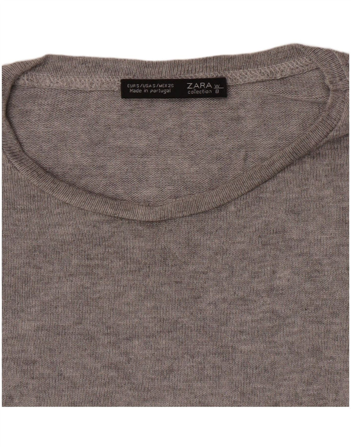 Damski top oversize z długim rękawem Zara UK 10, mały, szary
