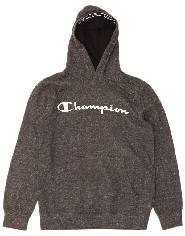 Chłopięcy sweter z kapturem Champion z grafiką 13-14 lat XL, szara, nakrapiana bawełna