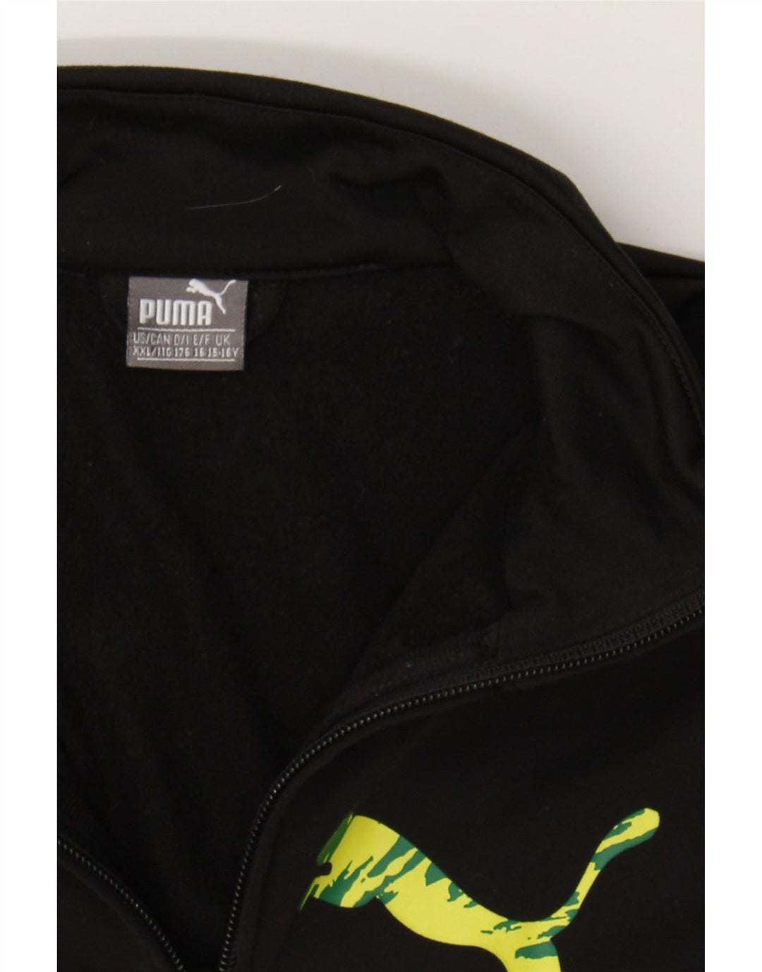 PUMA Boys Graphic Tracksuit Top Jacket 15-16 Years Black Colourblock Vintage Puma and Second-Hand Puma from Messina Hembry 