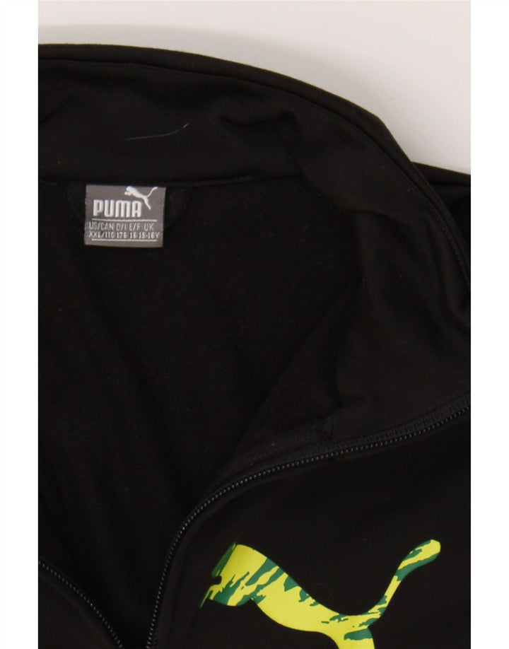 PUMA Boys Graphic Tracksuit Top Jacket 15-16 Years Black Colourblock Vintage Puma and Second-Hand Puma from Messina Hembry 