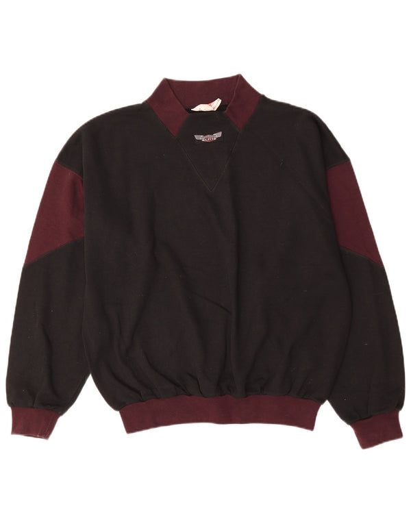Sweter męski w stylu vintage, średniej wielkości, czarny, bawełniany