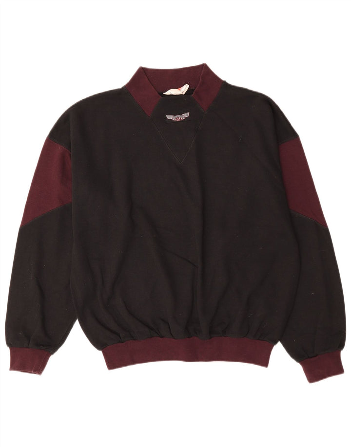 Sweter męski w stylu vintage, średniej wielkości, czarny, bawełniany