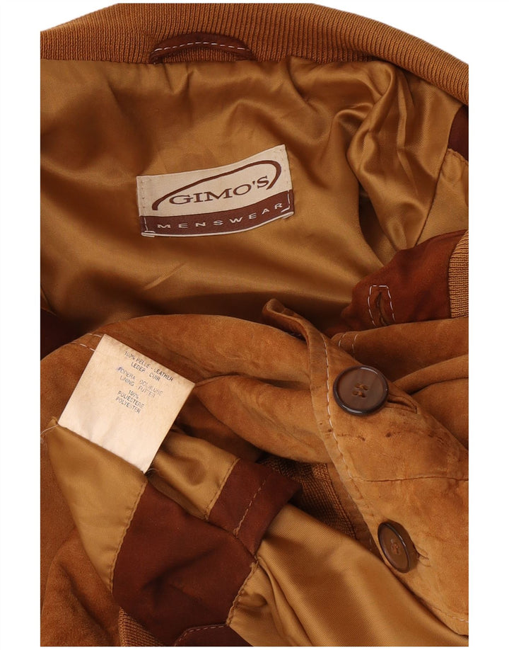Męska zamszowa kurtka bomberka Gimo UK 40, duża, beżowa skóra