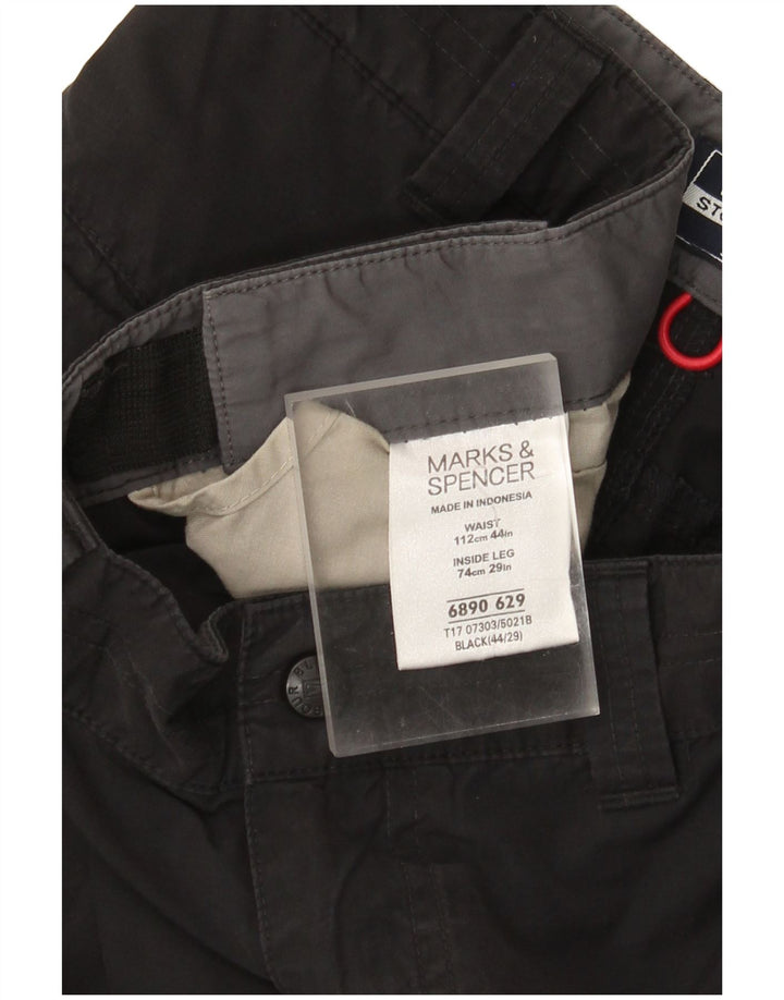 Męskie spodnie cargo Marks & Spencer W44 L29, czarne, bawełniane