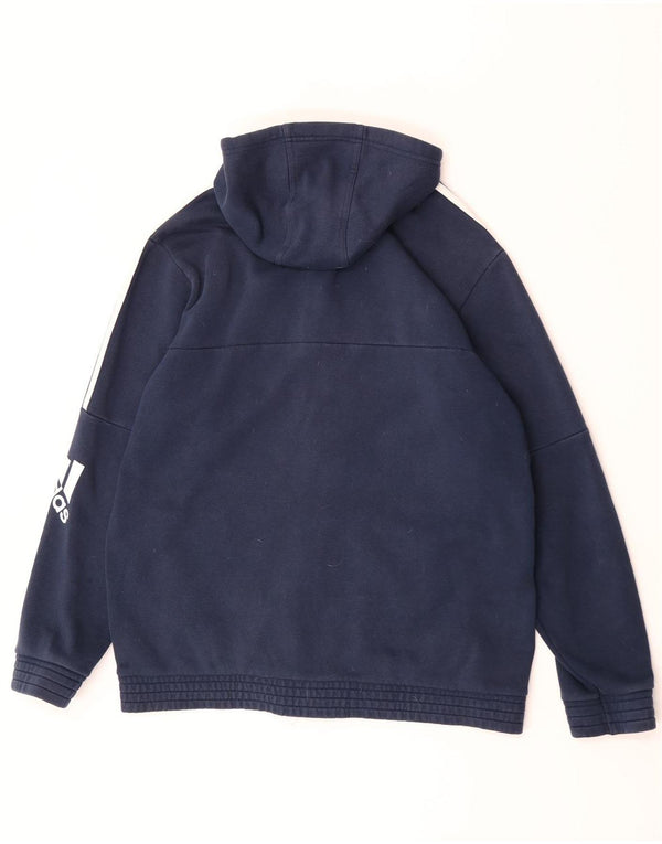 Męski sweter Adidas z grafiką i zamkiem błyskawicznym XL, granatowy, bawełniany