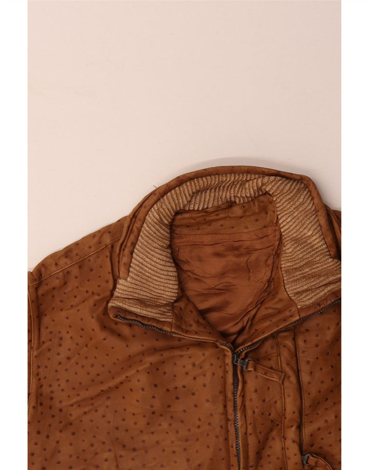 Męska kamizelka skórzana VINTAGE IT 56 3XL brązowa w cętki