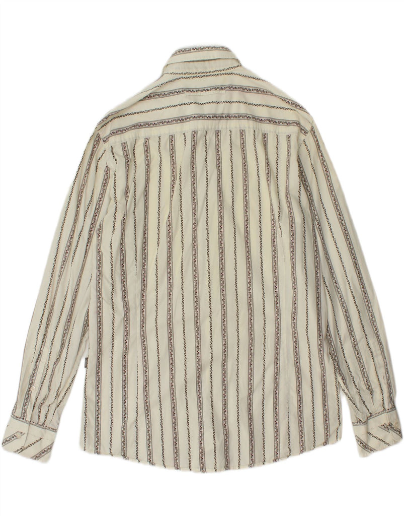 MEXX Mens Shirt Medium Off White Striped Cotton Vintage Mexx and Second-Hand Mexx from Messina Hembry 