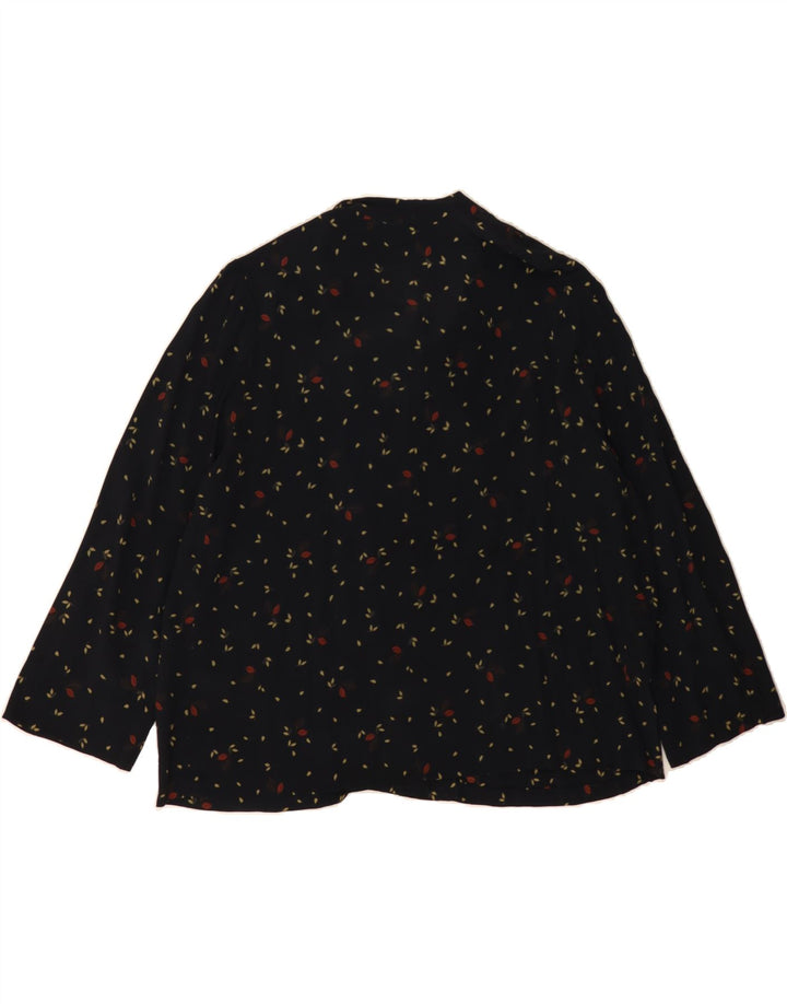 VINTAGE Womens Abstract Pattern Front Tie Shirt Blouse UK 14 Large Black Vintage Vintage and Second-Hand Vintage from Messina Hembry 